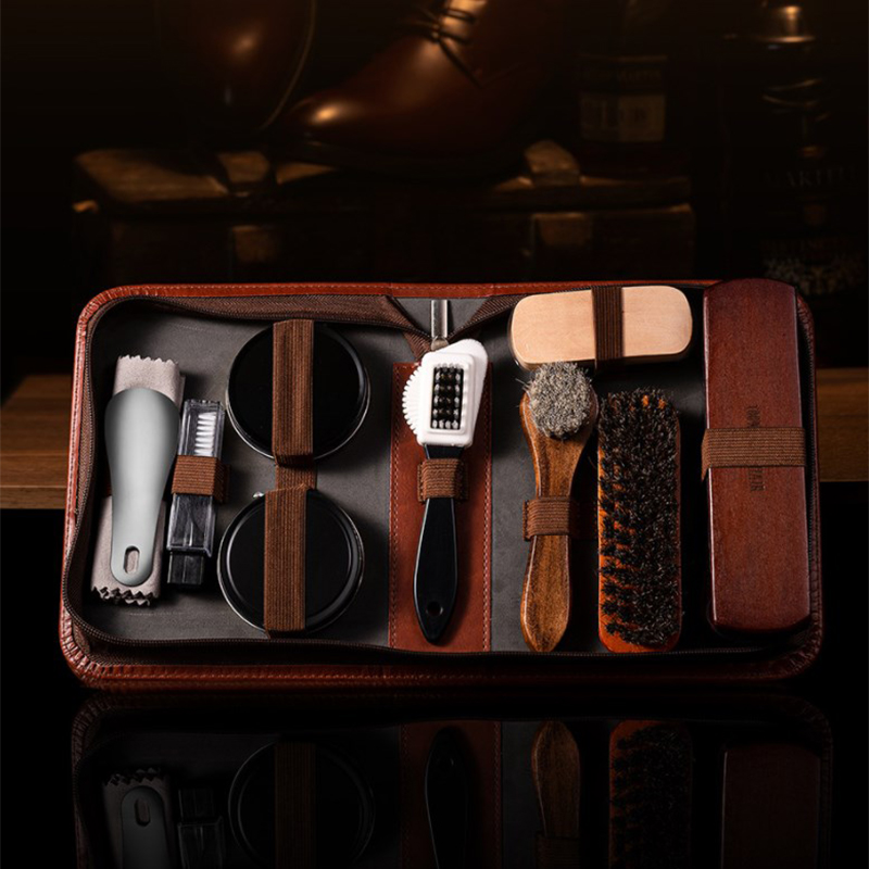HorseHair Shoe Brush Set Leath - Shoe Cleaning Brush 评论和价格