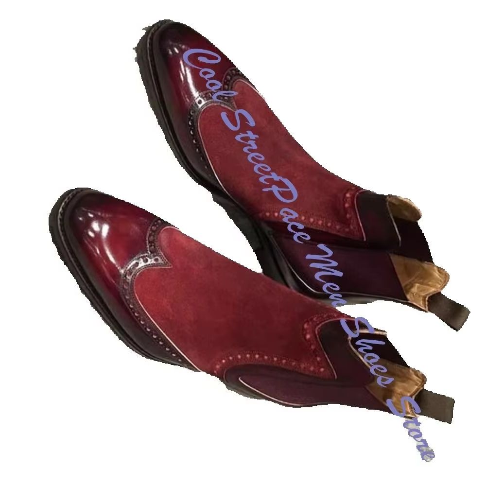 Men Vintage Red Two Tone Chels - Leather Shoe Polish 评论和价格