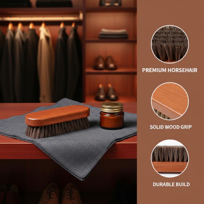 1PC Wood Shoe Brush Horse Hair - Shoe Cleaning Brush 评论和价格